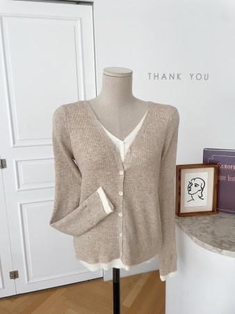 이런 상품 어때요? [무배]아비돈 골지 배색 레이어드 단추 니트 가디건(4color)K-854