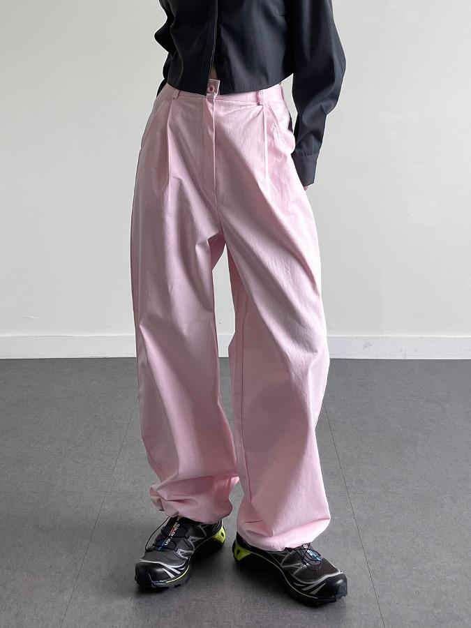 버딩 롱 와이드 조거 핀턱 투웨이 밴딩 팬츠