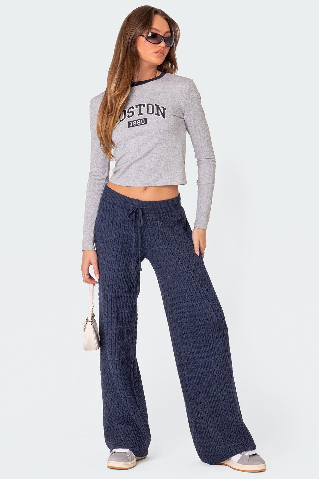 Portia Relaxed Cable Knit Pants - NAVY / XS