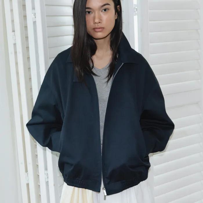 Cotton Bomber Jacket (Navy)