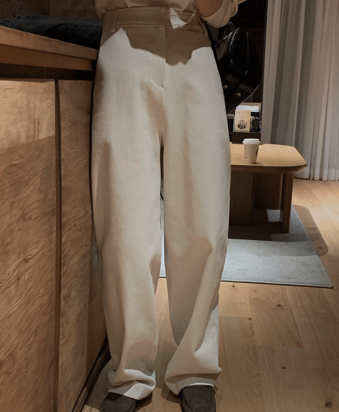 유즈 일자핏 세미 와이드 코튼 팬츠(2color)