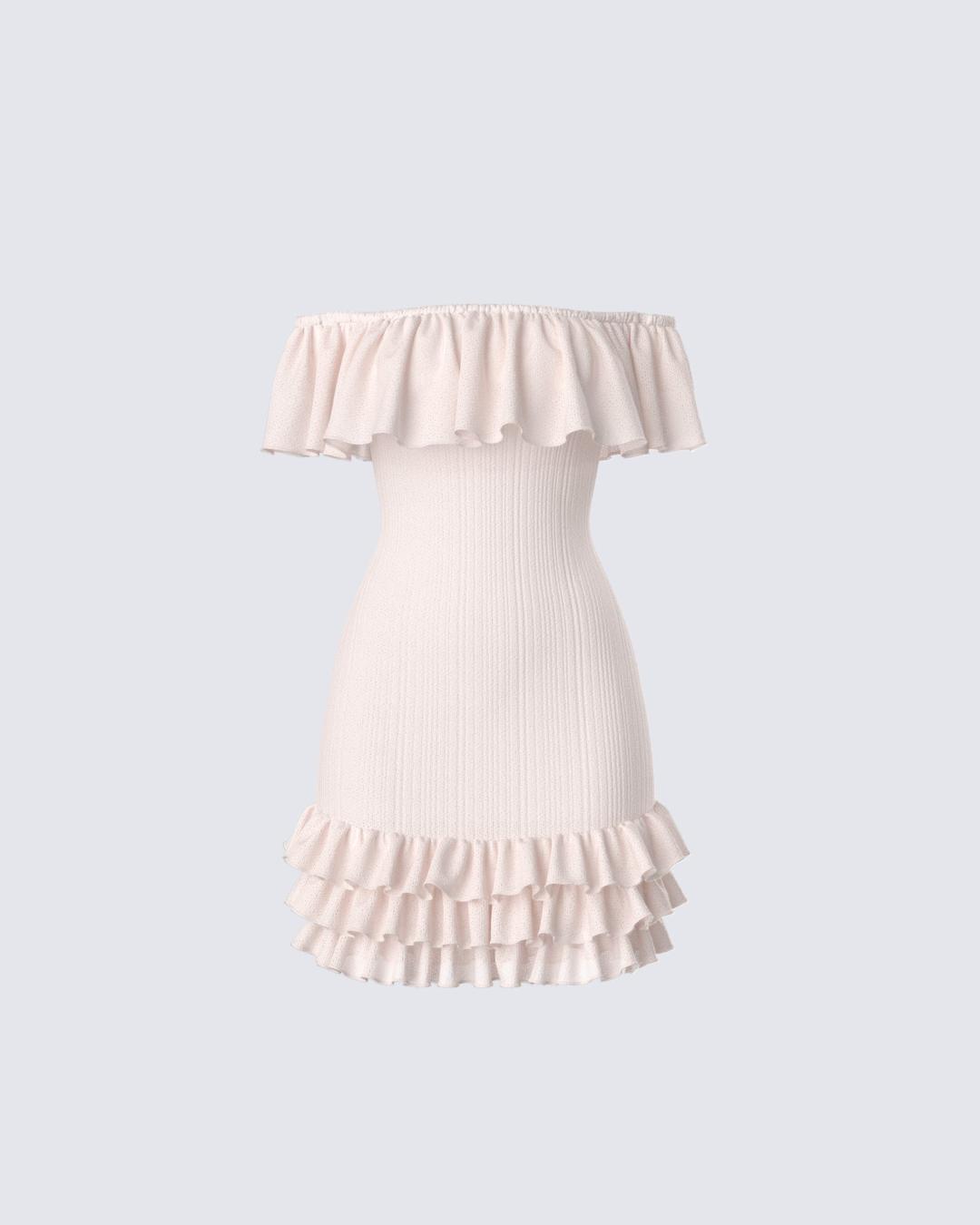 Winsley Peach Ruffle Knit Mini Dress - XS/S