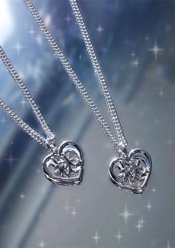 복숭아꽃 한자 하트 목걸이