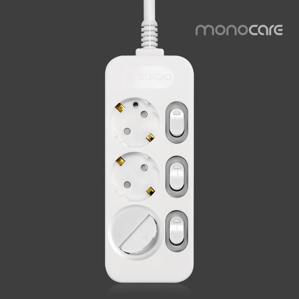 모노케어 안전 멀티탭 멀티콘센트 절전 개별 3구 1.5m 전기세절약