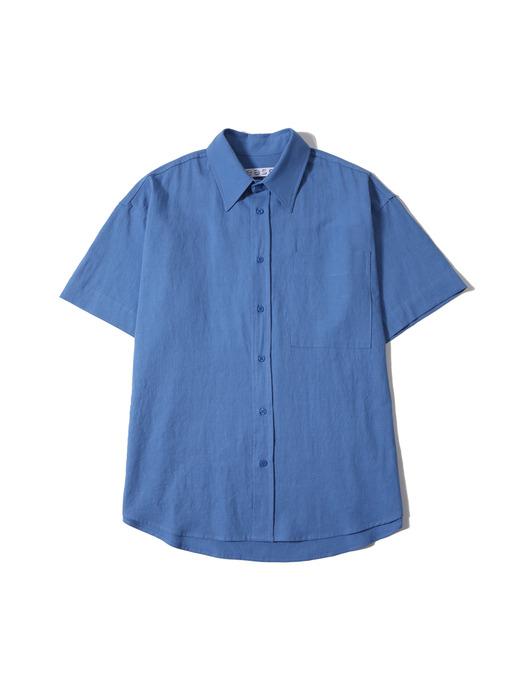 LINEN POCKET 1/2 SHIRTS_BLUE