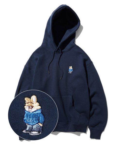 (쭈리/자수) SMALL DUMBY SIGNATURE HOOD T-SHIRTS (NAVY) [LBQSCTH931MNAA]