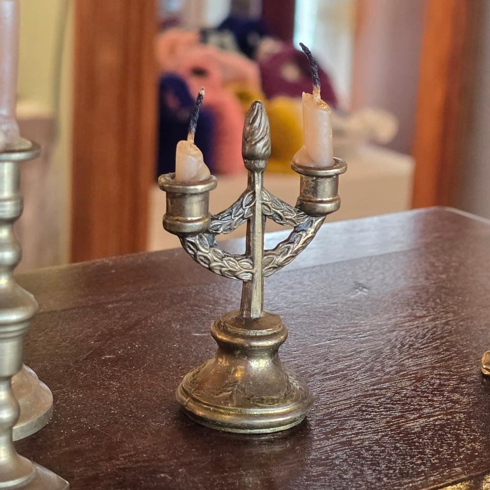 [중고] [빈티지] England 빈티지 앤틱 유럽 캔들  황동 브라스 더블 미니촛대