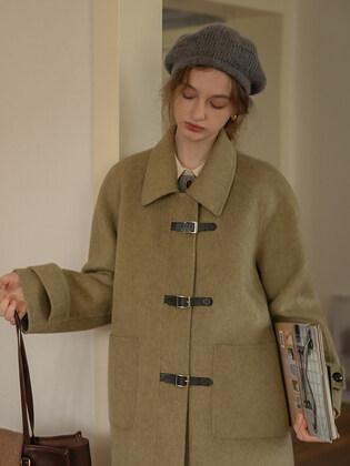 CAEL handmade wool buckle short coat_antiquity
