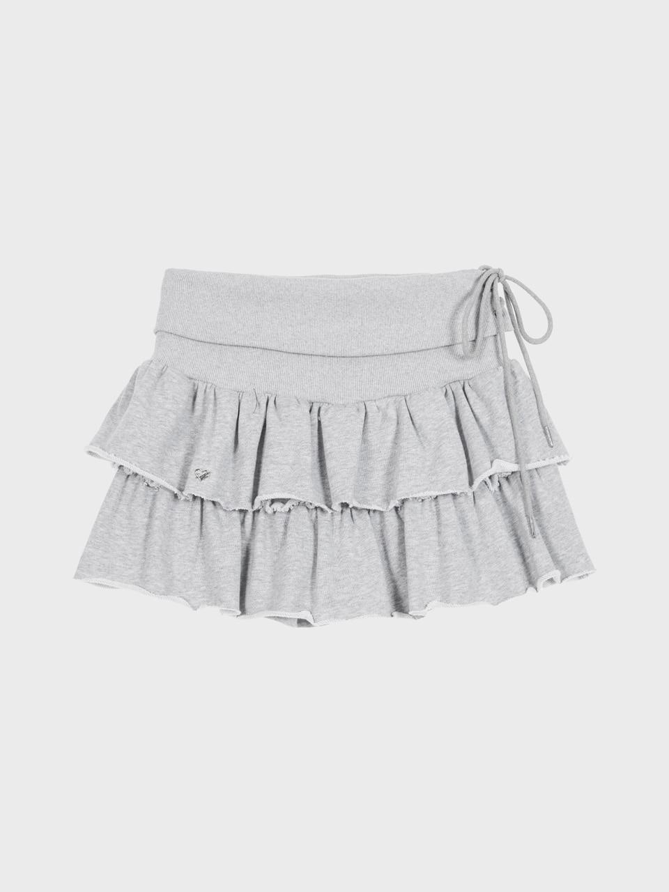 [예약배송 9/19] Ruffle Jersey Skirt (Gray)