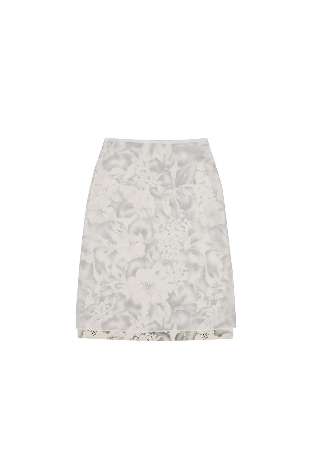 SHEER LAYERED MIDI SKIRT (BONE)