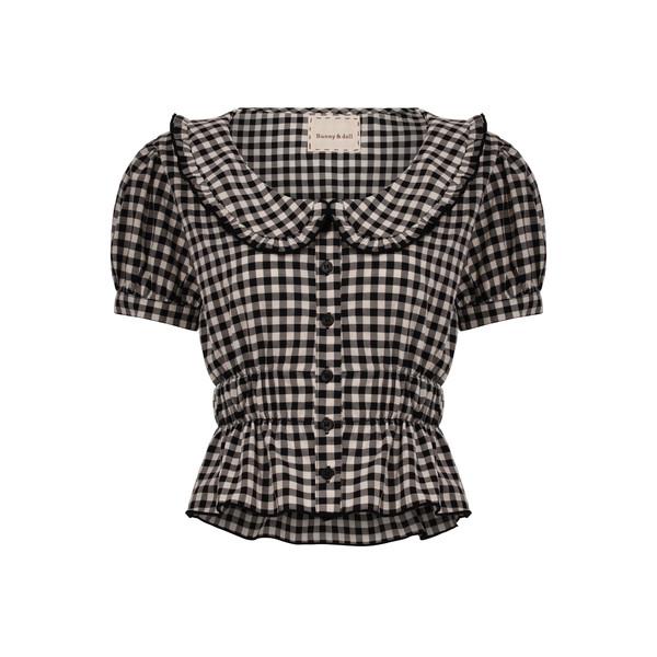 Lovely frill blouse (Check black)