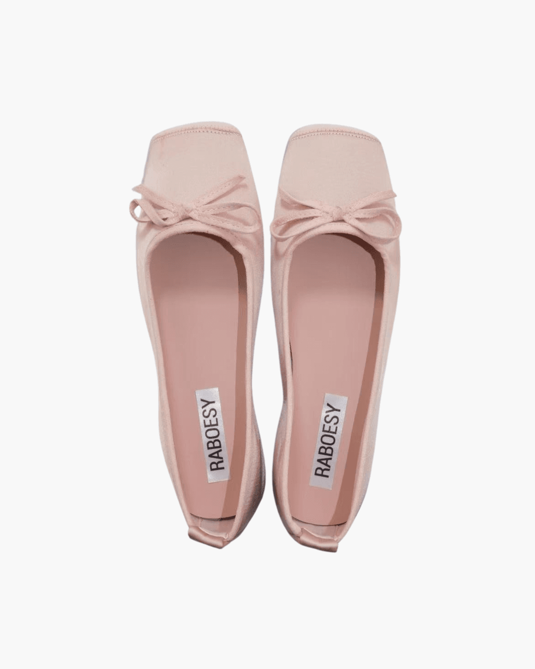 Satin Square Toe Tie Bow Ballet Flats