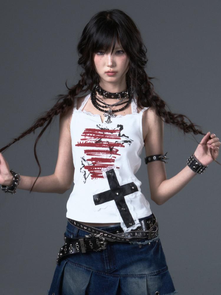 Lost Back Garden Cross Slim Fit Printed Sleeveless