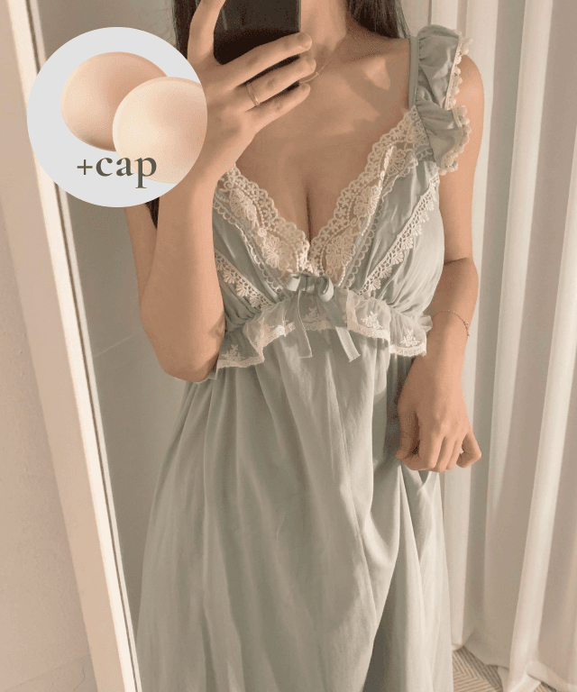 커플 센느 순면 브라캡 나시 원피스 잠옷 세트