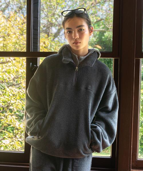 SOFT FLEECE HALF ZIP-UP CHARCOAL