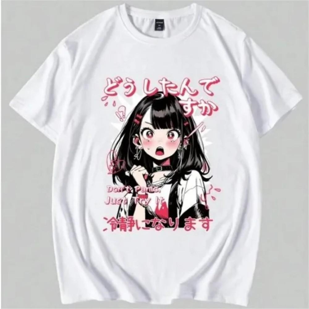 일본 하라주쿠 캐릭터 남성 여성 반팔 티셔츠