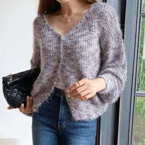 여성 브이넥 앙고라 니트 가디건 -FVC0052- 겨울
