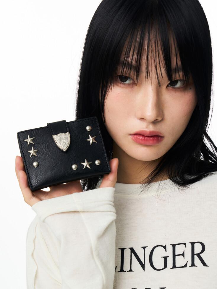 웨스턴 아코디언 카드 지갑 블랙