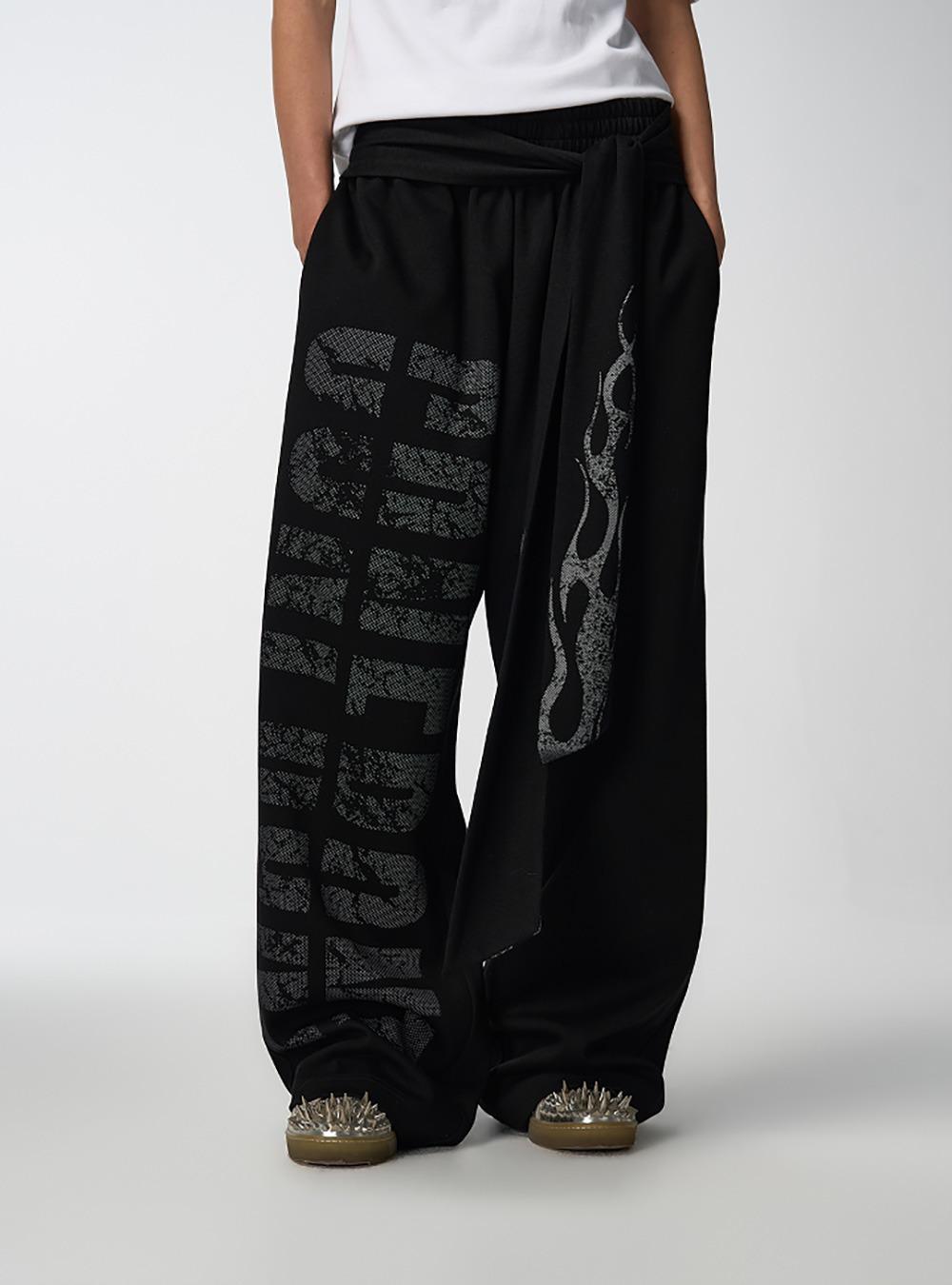 "Confront\" Flame Wide Sweatpants
