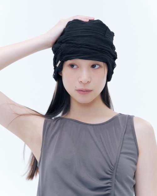 Sheer turban beanie BLACK