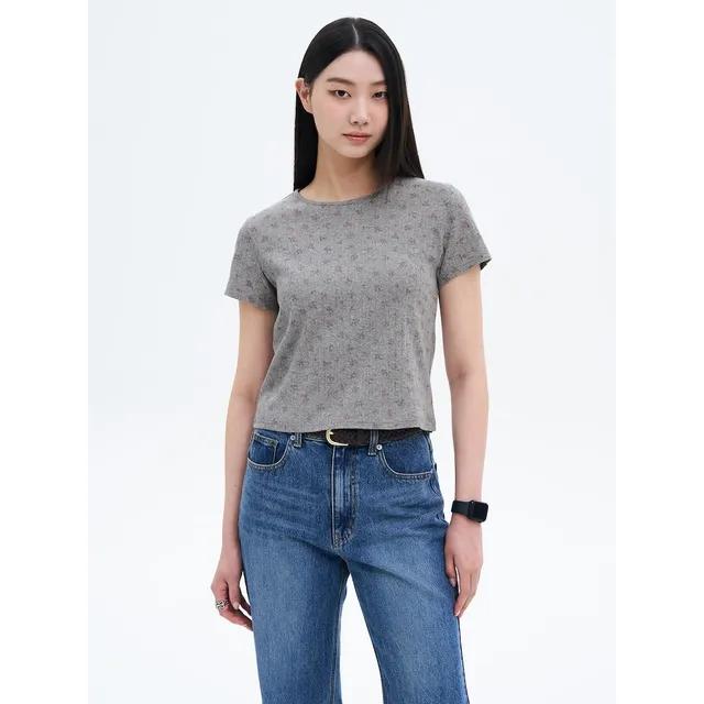 포인텔 그래픽 반소매 티셔츠 그레이 (355442LY53) 여성