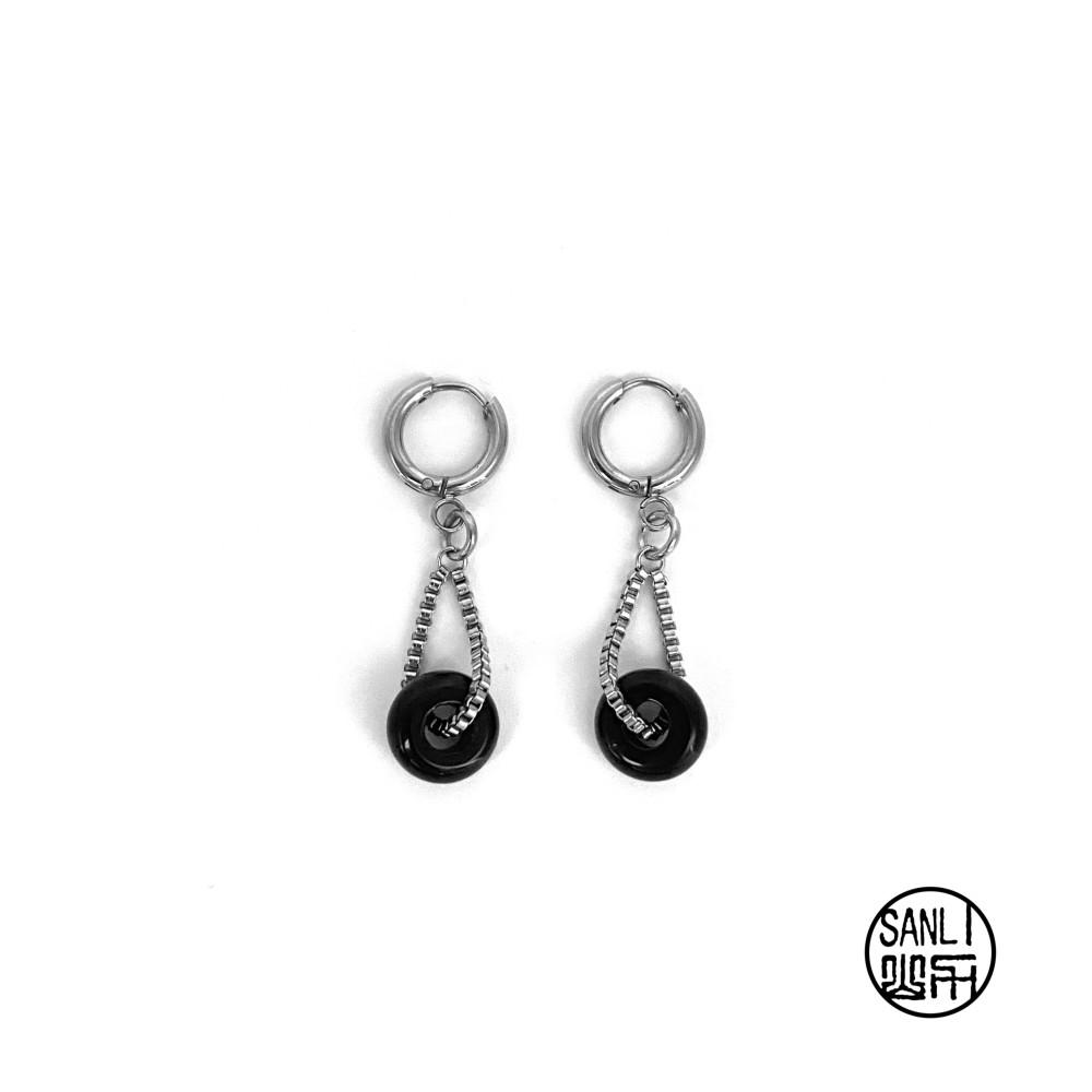 오닉스 드롭 링 귀걸이 l onyx drop ring earring