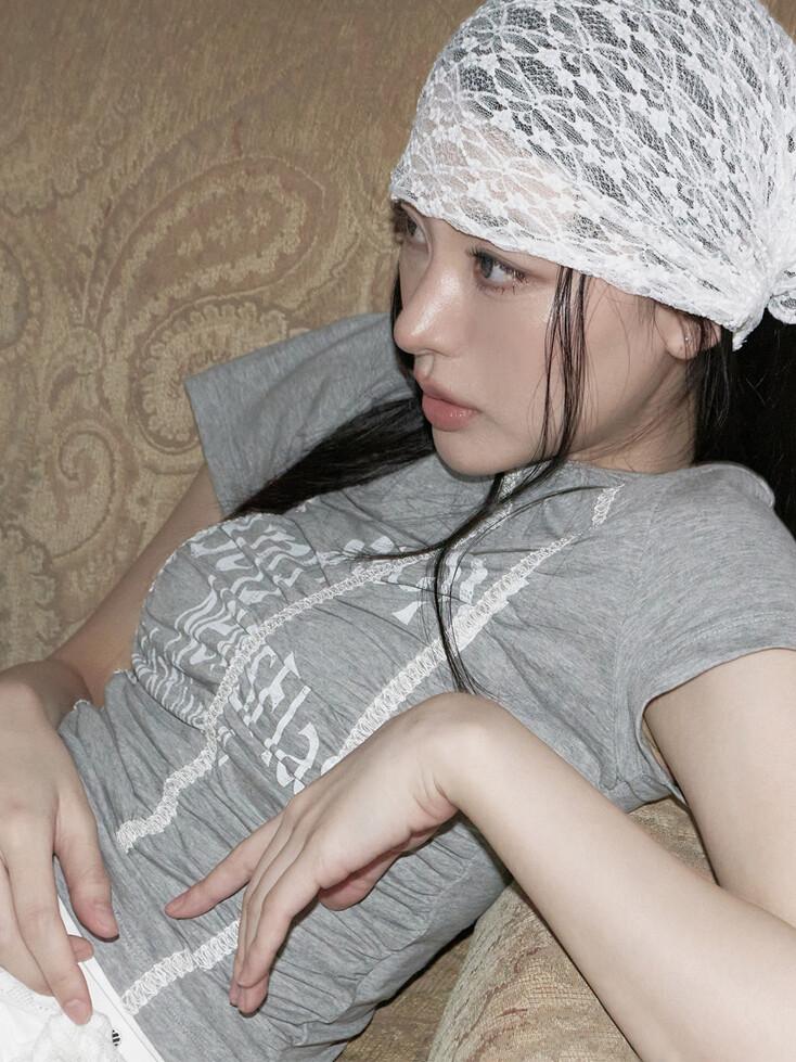 Shirring Lace T-Shirt VW5ME622_2color