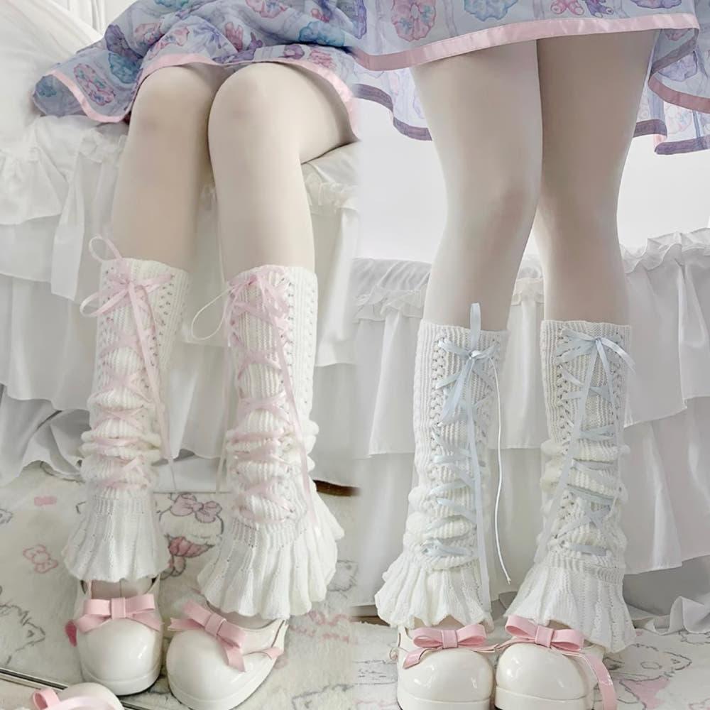 코르셋 프릴 레그워머 ( 핑크/스카이)