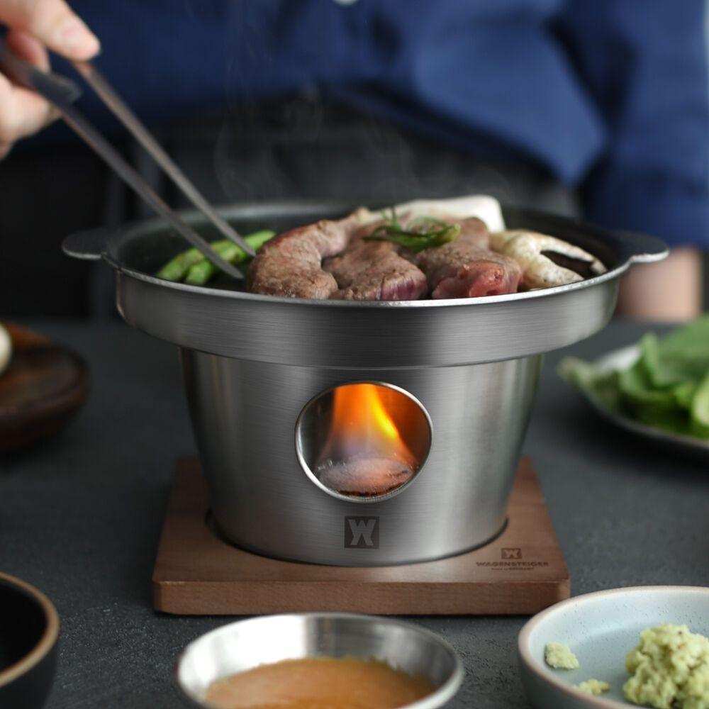 KILN 킬른 통3중 스텐 미니화로 [그릴+워머+우드받침대]