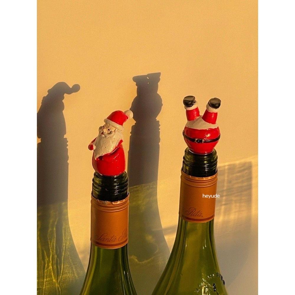 크리스마스 레드 와인 스토퍼 코르크병 와인마개 홈파티 소품