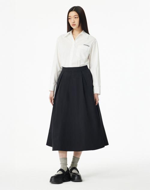 턱 플레어 롱 스커트_블랙 7255135101