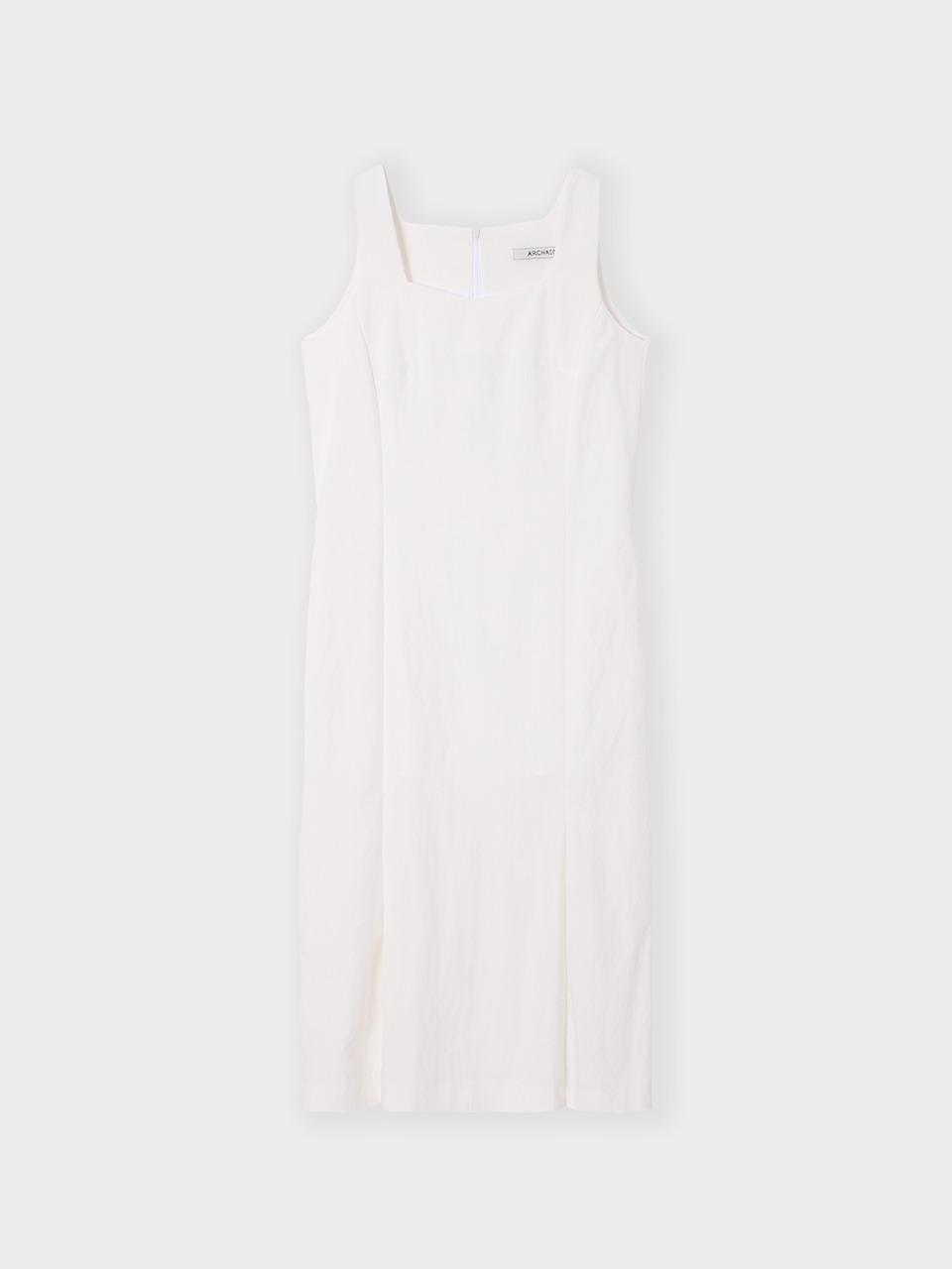 square-neck sleeveless dress_ivory