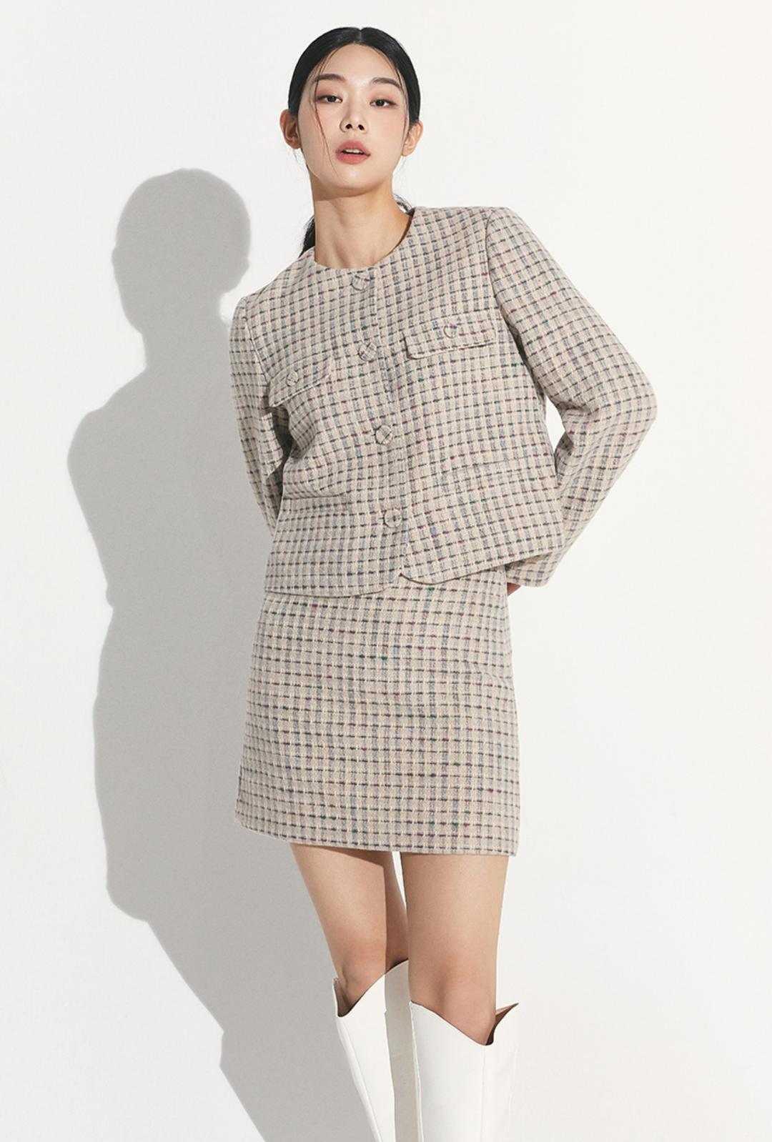 R넥 트위드 자켓_MIWJKC201G