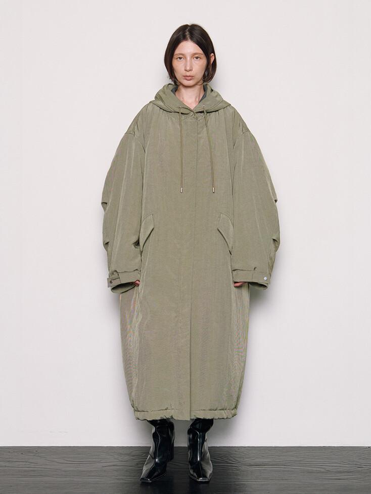 Oversized Padded Hooded Coat _ Soft Khaki