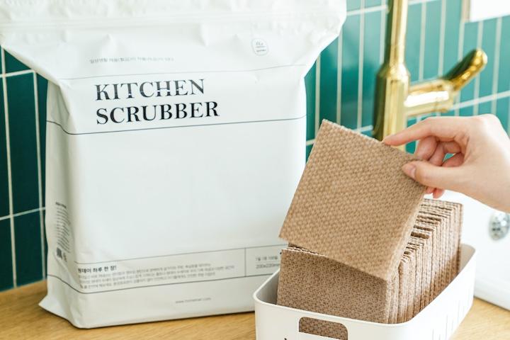 홈트너 친환경 뽑아쓰는 일회용 원데이 주방 수세미 100매