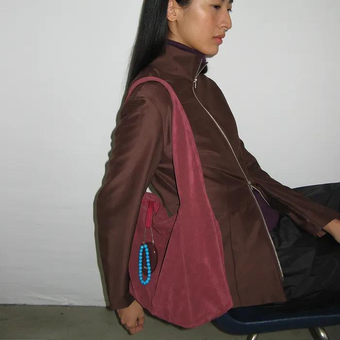 0008 Square Shoulder Bag_Suede Plum