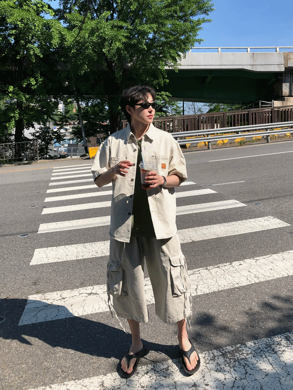 피그먼트 레더라벨 셔츠 (3color)