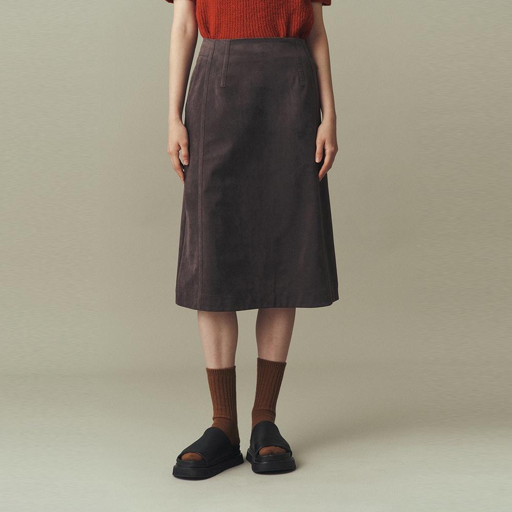 ECO SUEDE A-LINE SKIRT_GREY