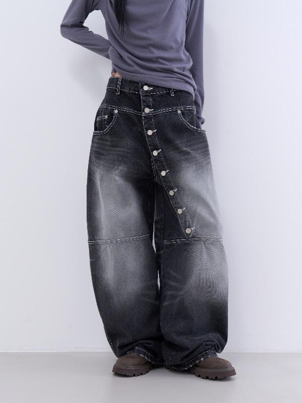 rift button volume denim pants