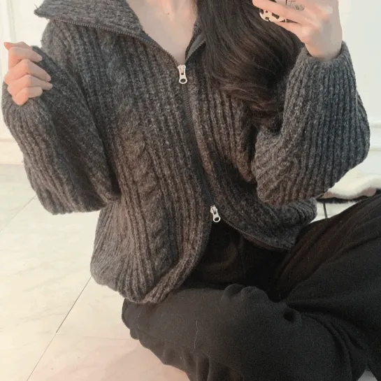 당일출고🚀 국내[최저가🔥/아방핏] 꽈배기 투웨이 니트집업 아방