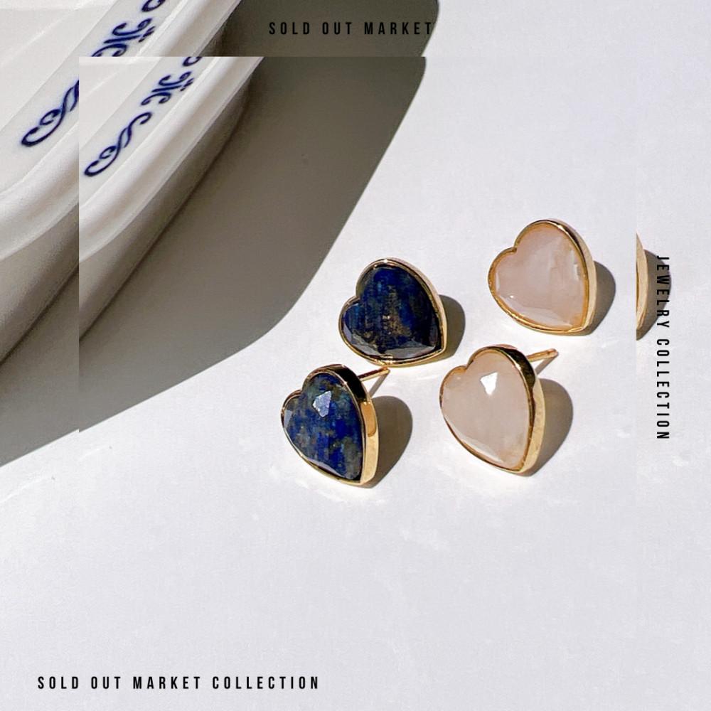 [화요일 발송 예정] no.510 Heart Gemstone Earrings 92.5 silver