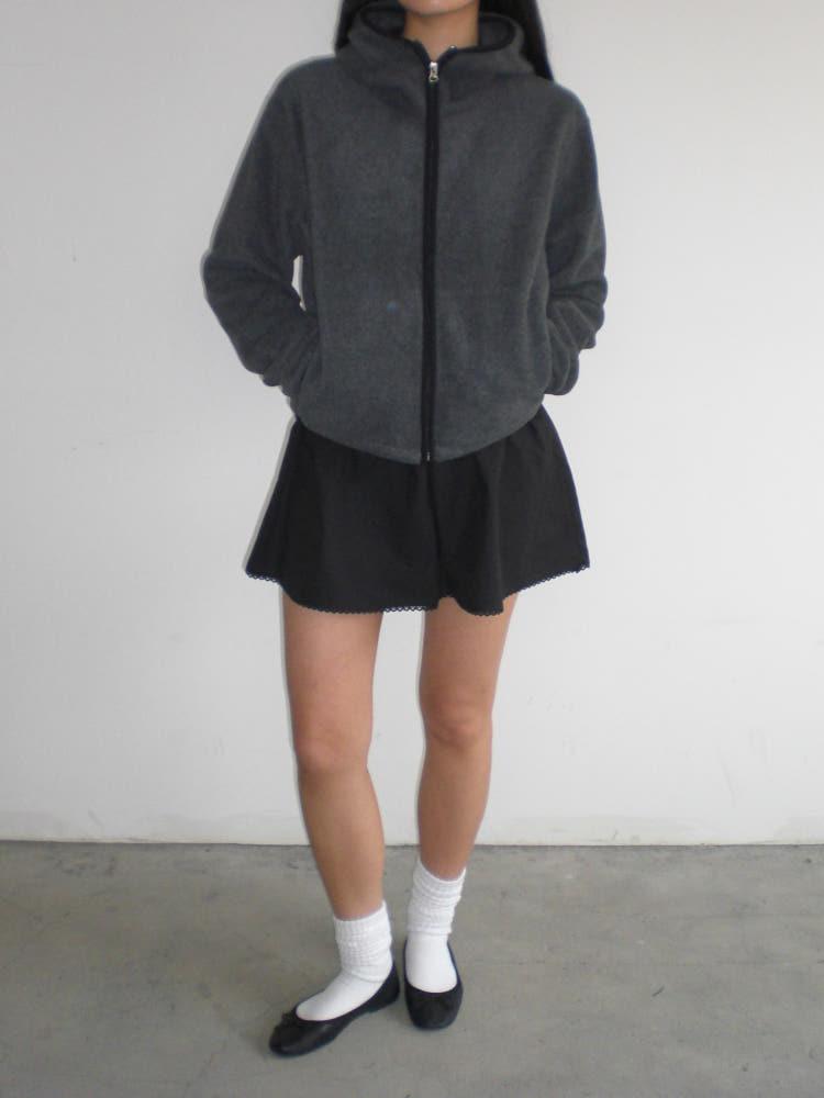 더스티 플리스 후드 집업