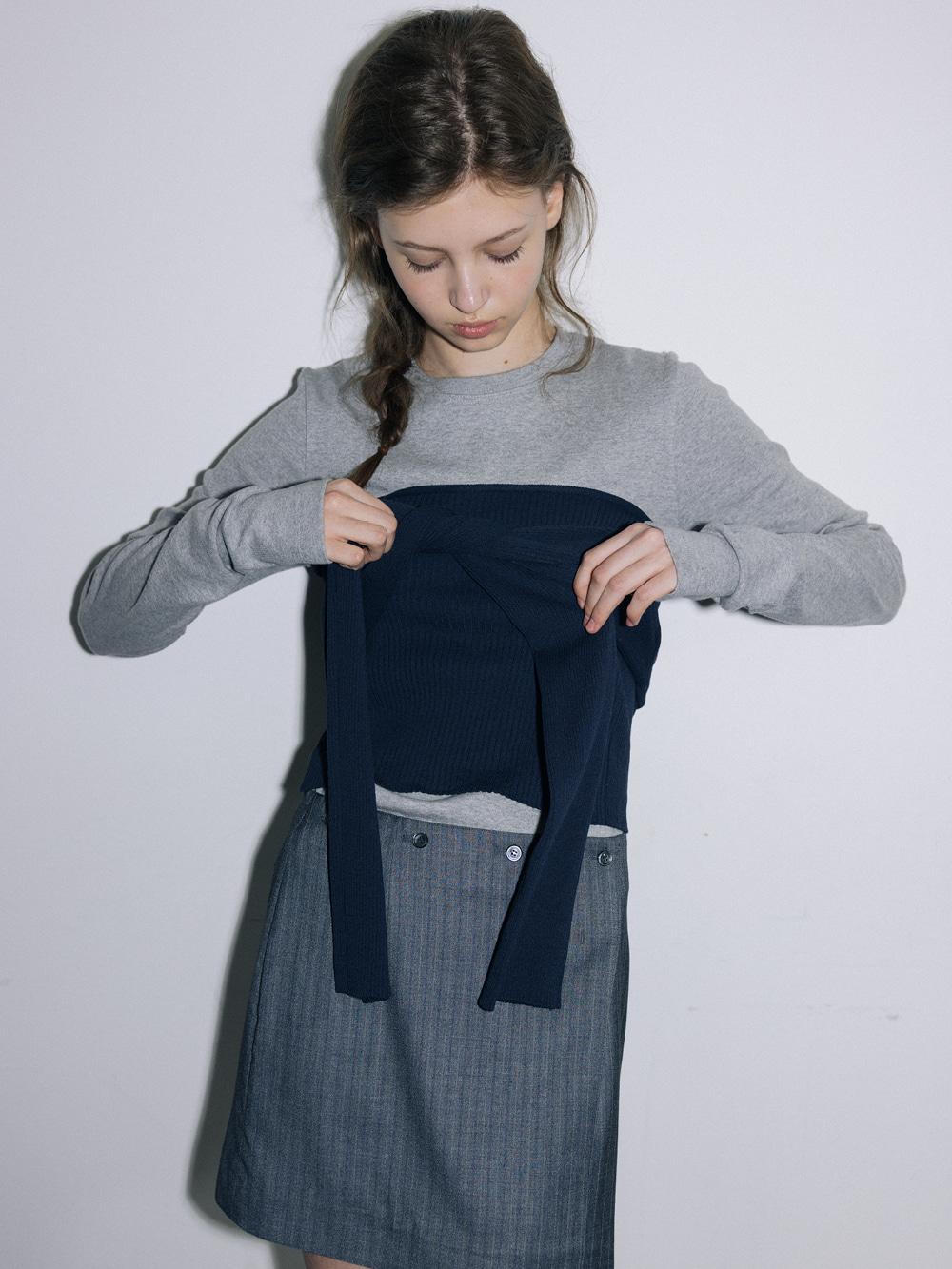 3-WAY WRAPPED KNIT TOP, NAVY