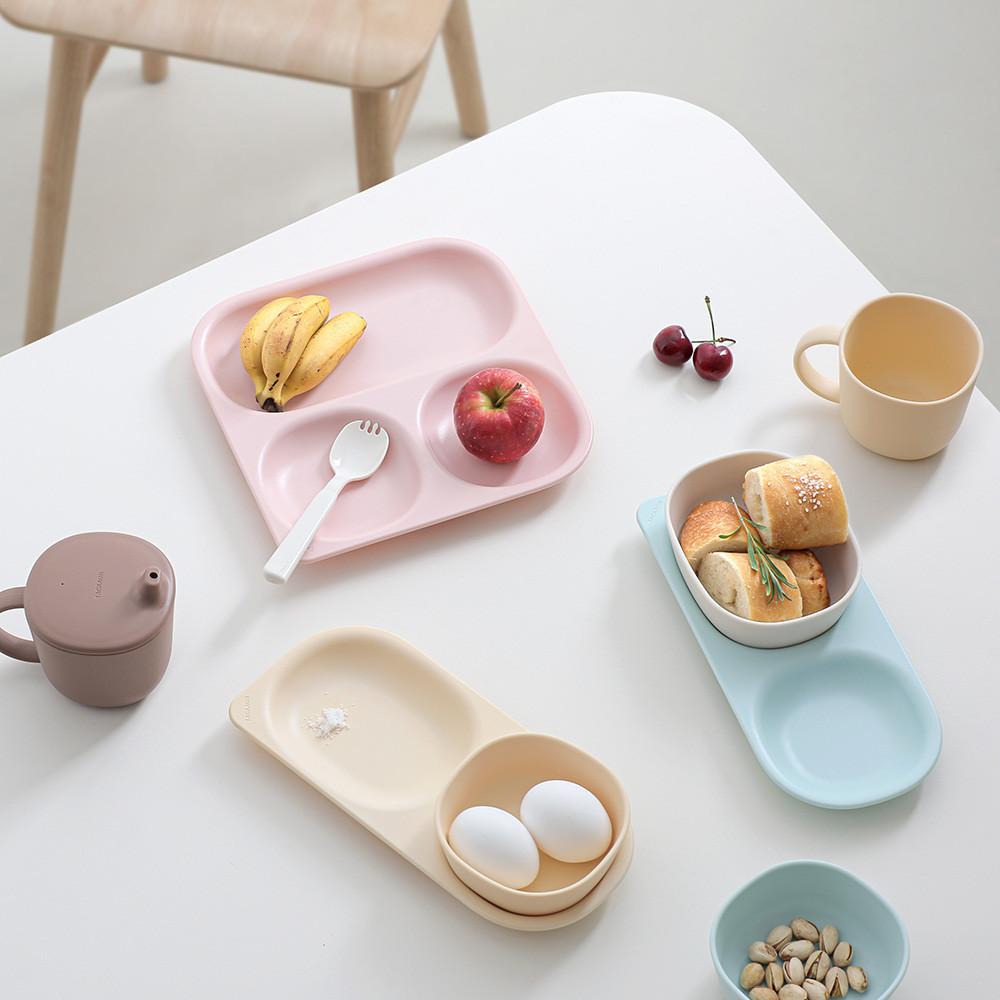 탁가온 네모 에코젠 3구세트 자기주도 식판 아기 유아 친환경 이유식그릇 이유식기