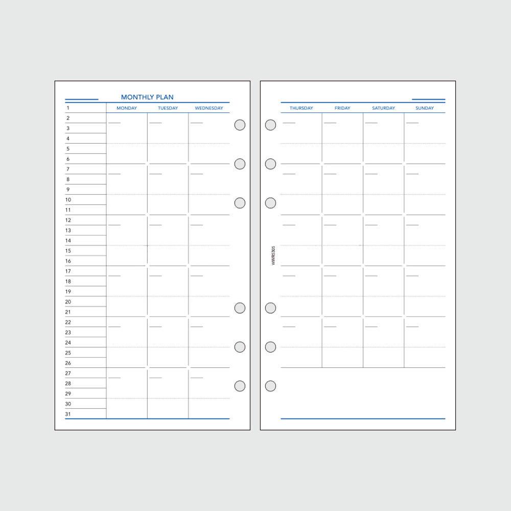 A6 6공 다이어리 먼슬리 속지