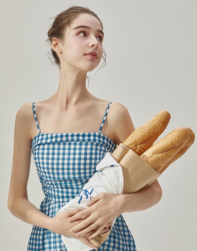 티타 체크 롱 원피스