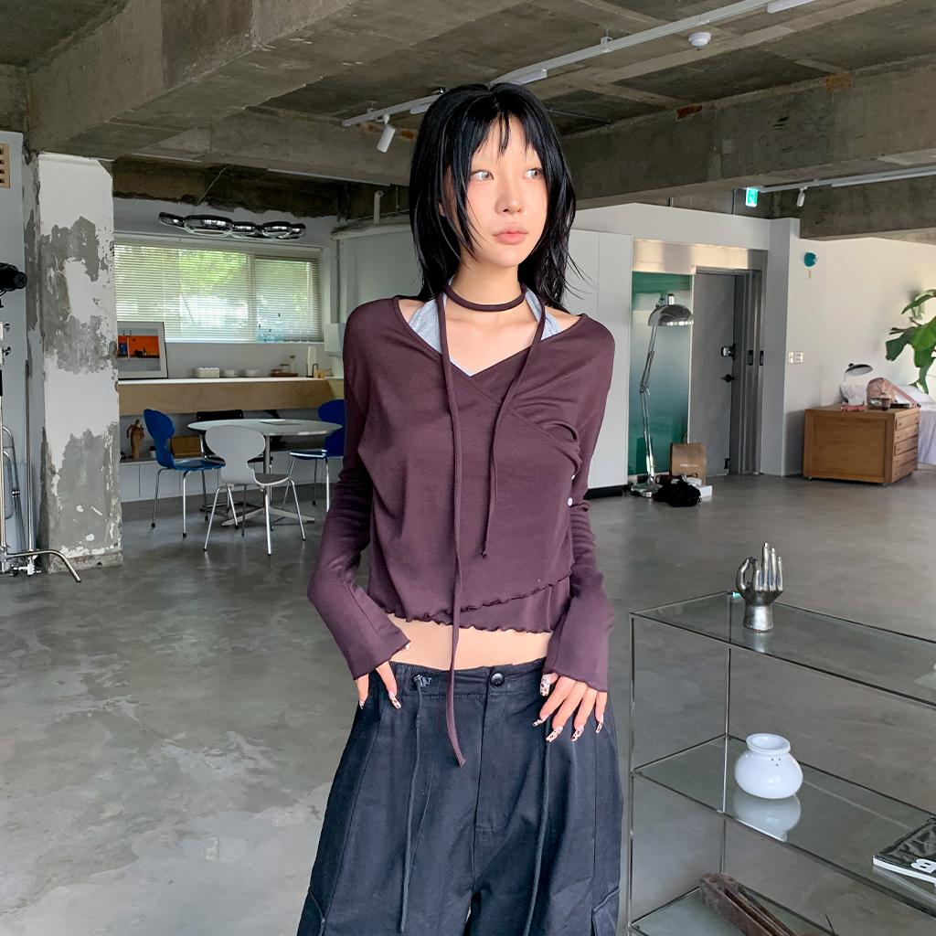 리스훅 [타이set💙]시르 랩 버튼 머플러 티셔츠