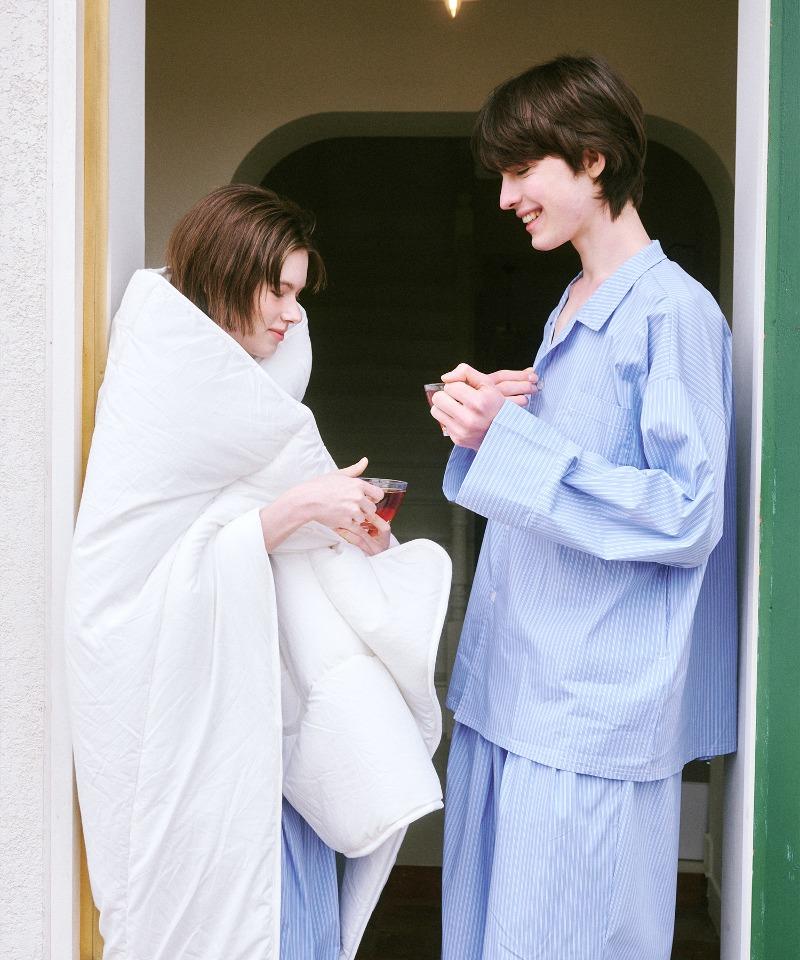 (uni)도미토리 티킹 스트라이프 파자마 블루