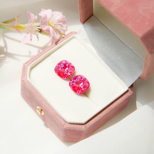 오늘출발 루켓배송🚀)정품 큐빅 귀걸이 레드12mm