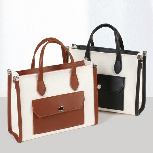 네스터 콤비 배색 포켓 토트백 직장인 정장 빈티지 캐주얼 클래식 데일리 출근룩 쇼퍼 가방,심플 베이직 숄더 크로스백 손가방